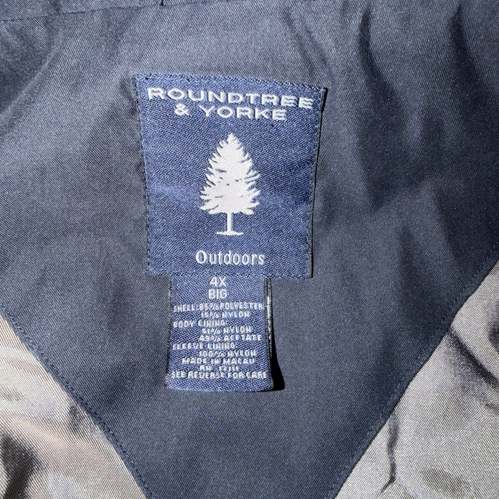 Roundtree & Yorke Men's 4X Navy Blue Full Zip Bomber Jacket Coat Pockets - Picture 3 of 8